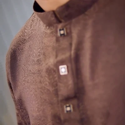 Rich Chocolate Jacquard Panjabi secondary