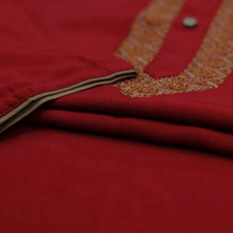 Deep Red Embroidered Panjabi – J411B