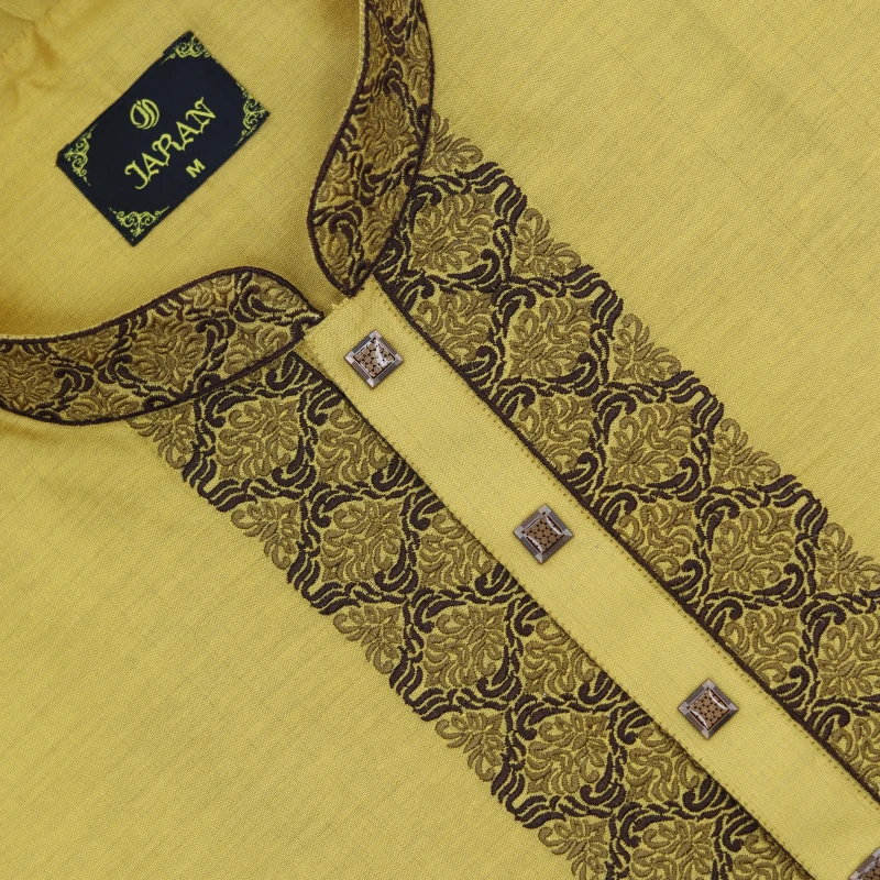Mustard Yellow Embroidered Panjabi – J360D