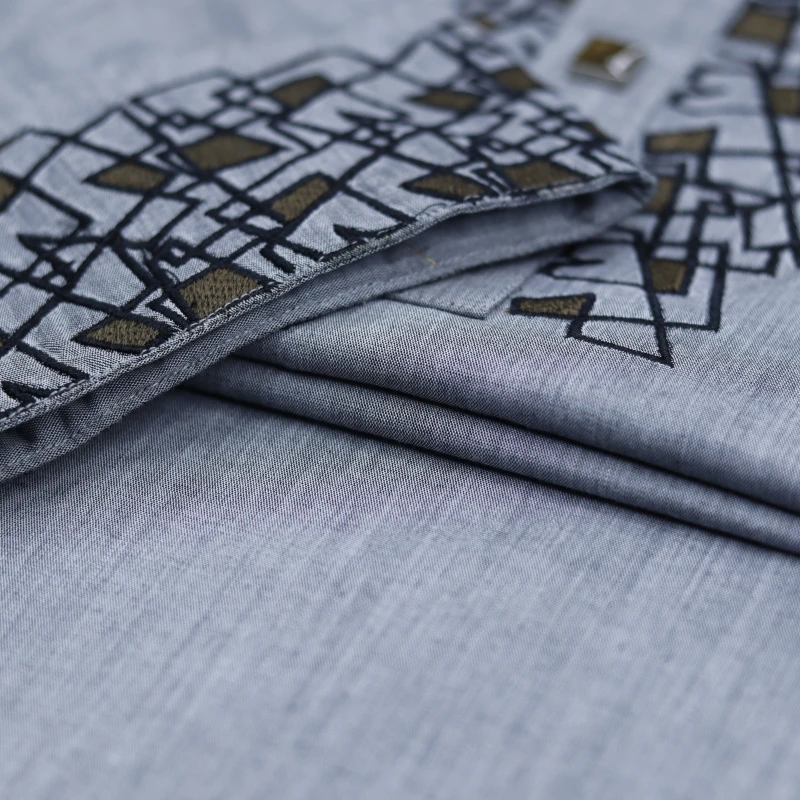 Ash Grey Panjabi with Black Embroidery – J338H