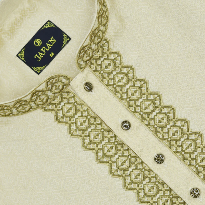 Light Cream Embroidered Panjabi–J268A