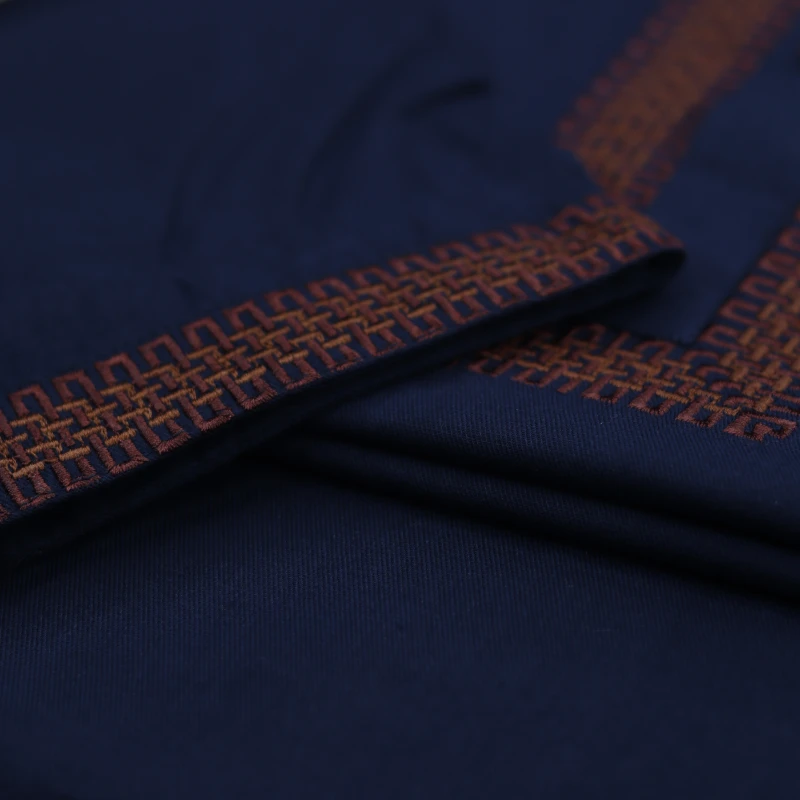 Navy Blue Panjabi with Maroon Embroidery – J442