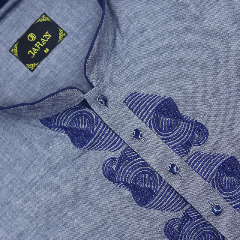 Classic Blue Cotton Panjabi – J186